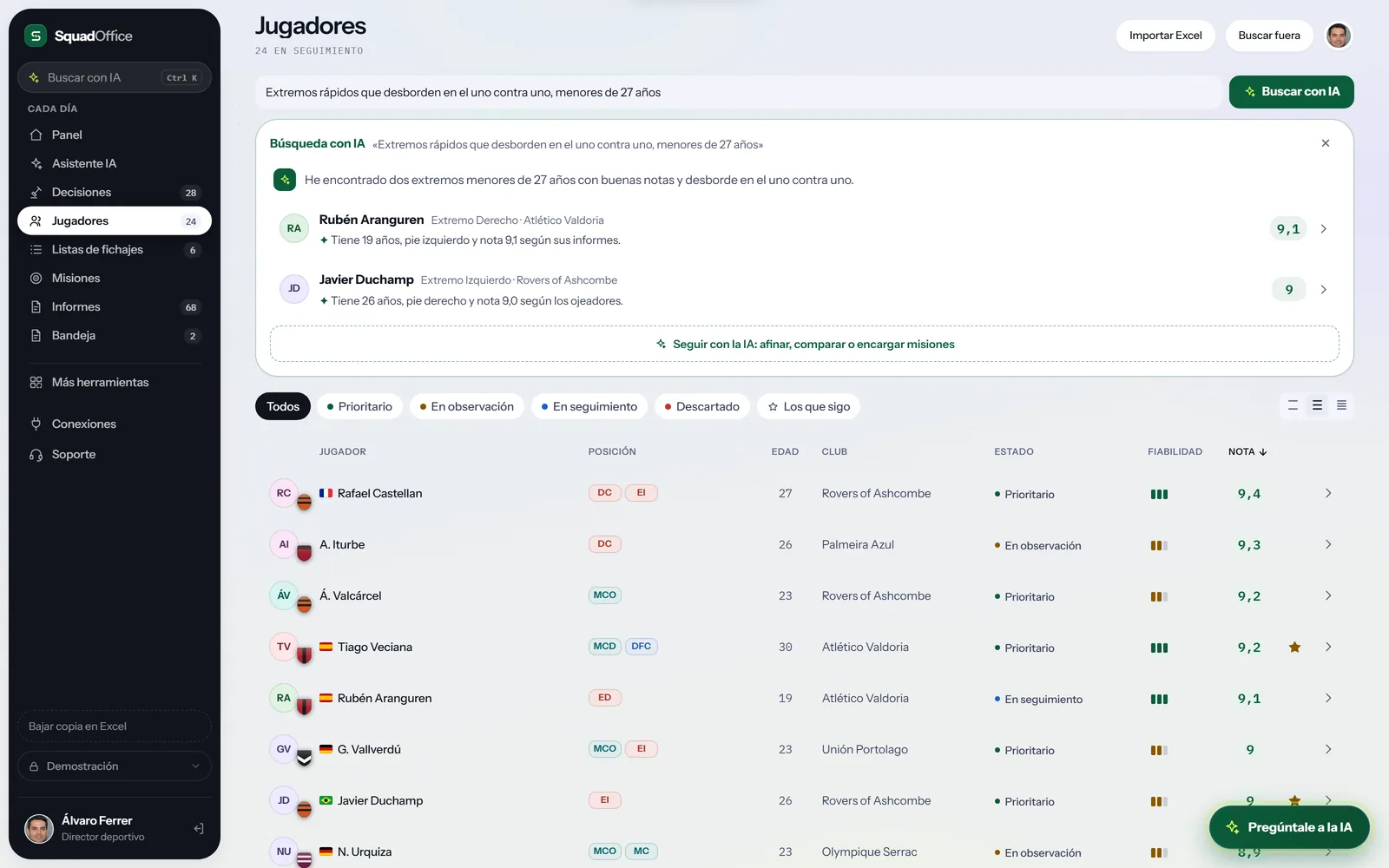 Búsqueda de jugadores por perfil con IA
