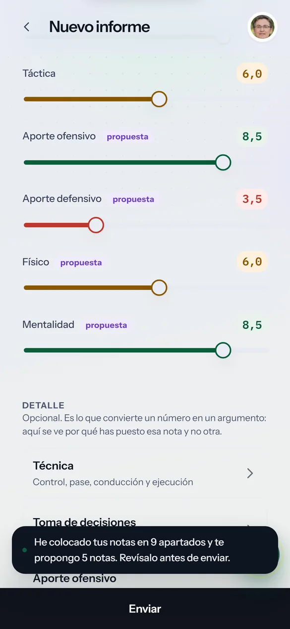 Informes de scouting escritos con IA, desde la grada